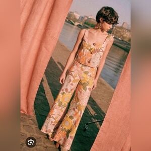 Sezane linen top and pants set sunflower